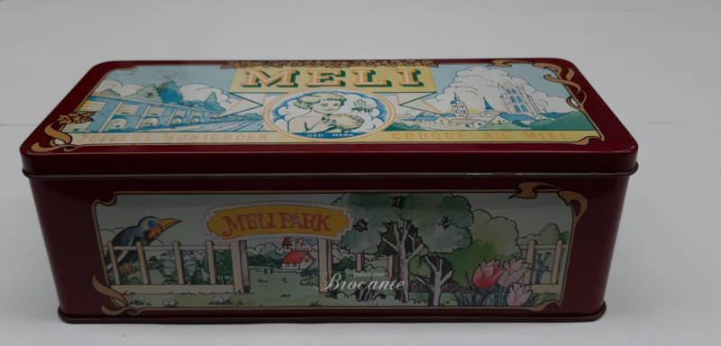 nevel verhaal Terzijde Heel mooie vintage oude blikken doos van de Meli | BROCANTE WEBWINKEL |  Passie voor brocante - webshop