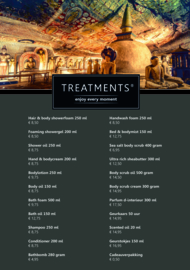 Treatments® A5 luxe prijskaart home & bodycare met voet