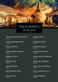 Treatments® A5 luxe prijskaart bodycare met voet