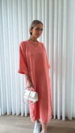 Pia velvet dress perzikroze