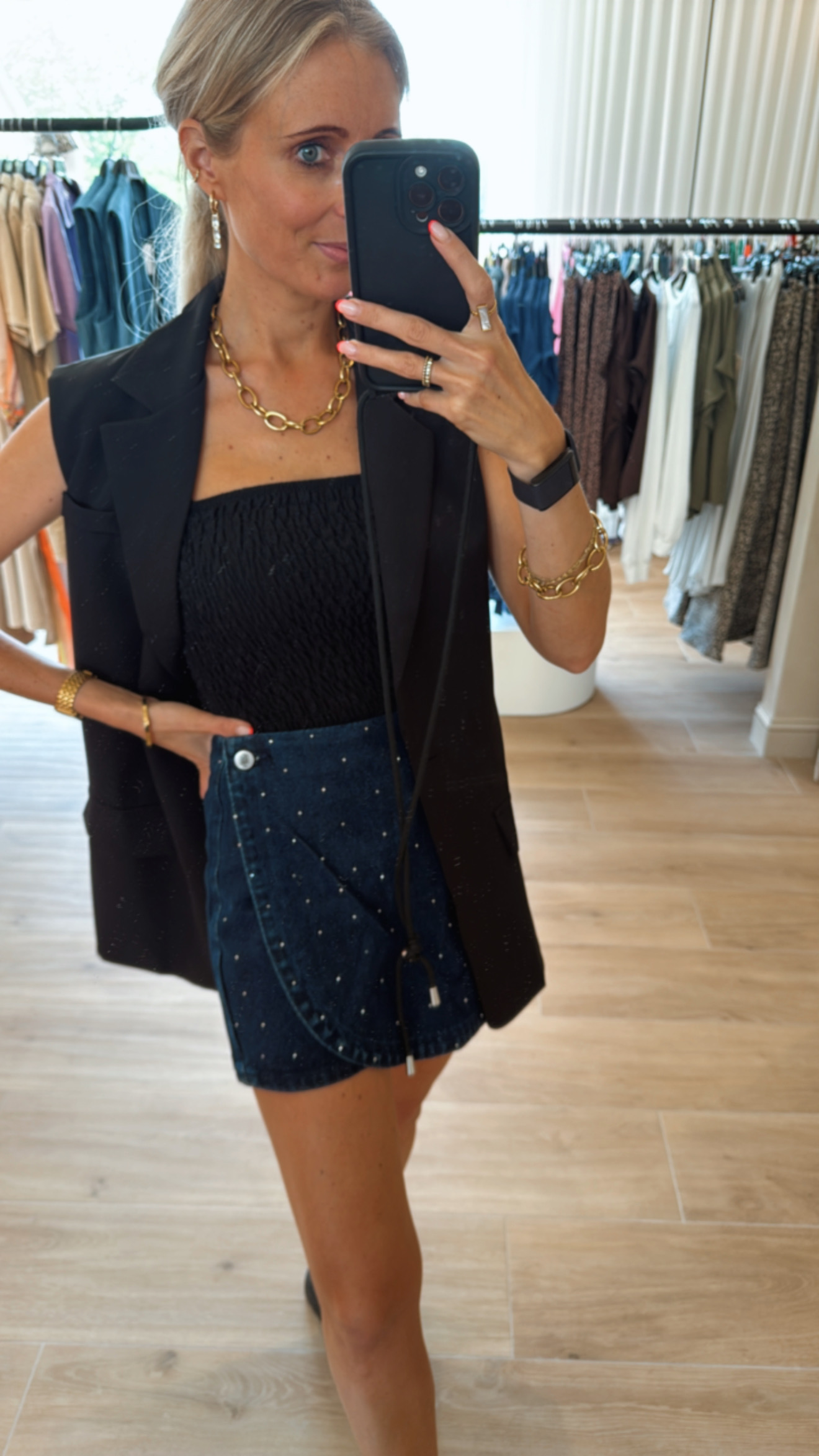Yolène skort strass donkerblauw