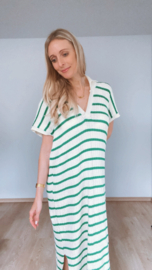 Cotton stripes dress groen