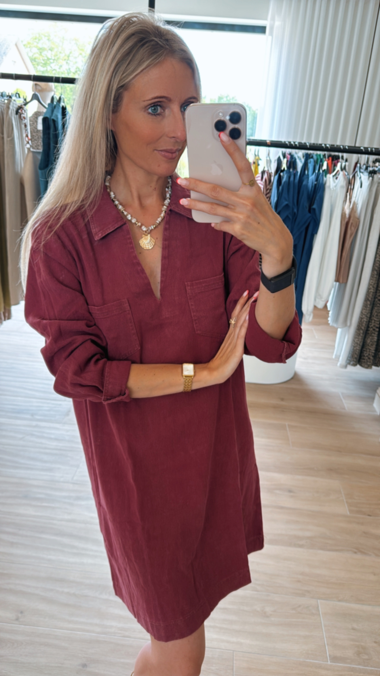 Fenna long sleeve dress bordeaux