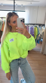 Life isn’t perfect sweater fluo geel/groen