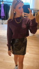 Brixe leather rokje donkerbruin