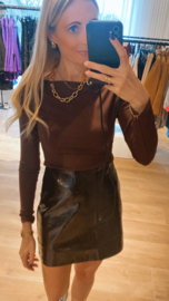 Brixe leather rokje donkerbruin