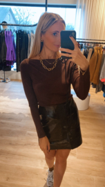 Brixe leather rokje donkerbruin