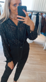 Flower blouse zwart