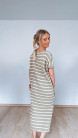 Cotton 2 stripes dress khaki
