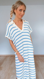 Cotton stripes dress blauw