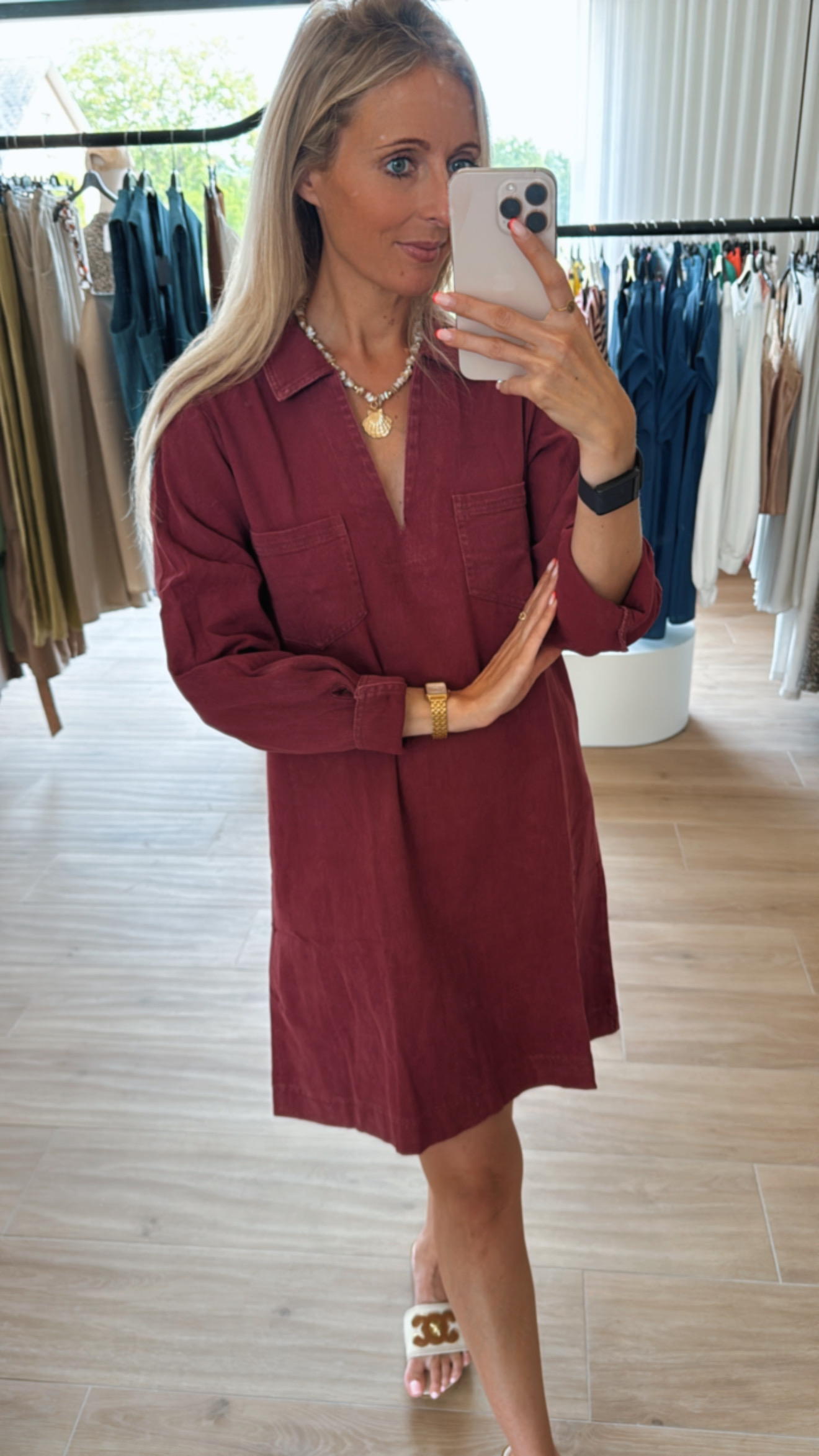 Fenna long sleeve dress bordeaux