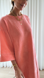 Pia velvet dress perzikroze