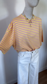 Leonie stripes top geel/lila