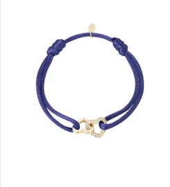 Satijnen armband dubbel hart donkerblauw