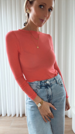 Basic cashmere top koraal