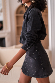 Justine jeansrok strass donkergrijs