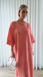Pia velvet dress perzikroze