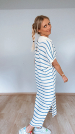 Cotton stripes dress blauw