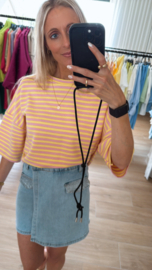 Leonie stripes top geel/lila