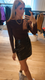 Brixe leather rokje donkerbruin