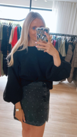 Justine jeansrok strass donkergrijs