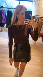 Brixe leather rokje donkerbruin