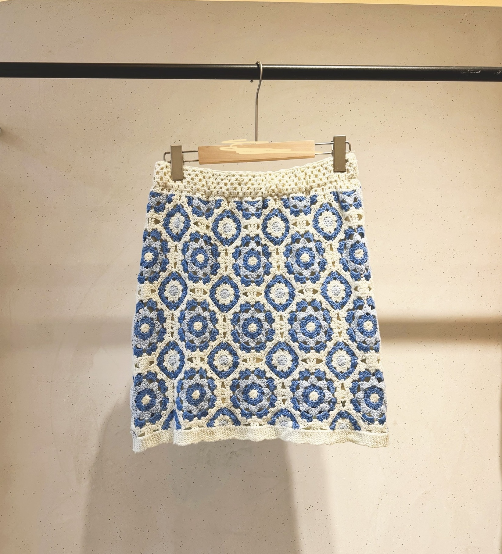 Crochet skirt blauw