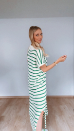 Cotton stripes dress groen