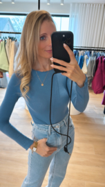 Basic  cashmere top jeansblauw