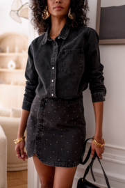 Justine jeansrok strass donkergrijs