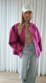 Oversized metallic bomberjas fuchsia