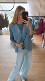 Basic  cashmere top jeansblauw