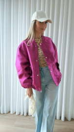 Oversized metallic bomberjas fuchsia