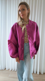 Oversized metallic bomberjas fuchsia