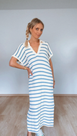 Cotton stripes dress blauw