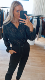 Flower blouse zwart