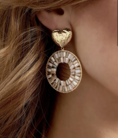 Oorbellen met hart detail - champagne