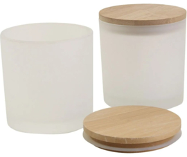 Glazen pot melkglas met houten deksel