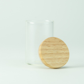 Glazen cilindervormig potje met deksel