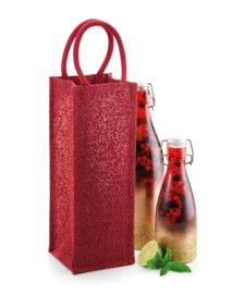 Jute wijnzak glitter | Rood