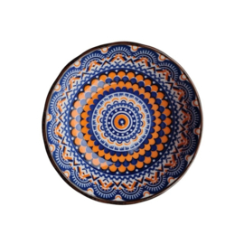 Keramiek Schaaltje  – Marrakech Blauw / Oranje |Home Breeze – 9 cm
