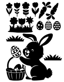 Herbruikbare sticker | paashaas met mandje