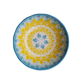 Keramiek Schaaltje  – Marrakech Geel/licht Blauw |Home Breeze – 9 cm