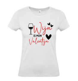 T-shirt wit | Wijn is mijn Valentijn