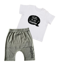 ZOMER SET | T-shirt + korte broek - Hallo ik ben (NAAM)