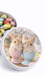 Paasblik  haasjes in eierdop| rond