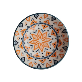 Keramiek Schaaltje  – Marrakech Oranje/Blauw |Home Breeze – 9 cm