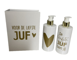 Giftbox "voor de liefste Juf | met Handzeep En Douchegel