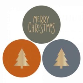 Kerst Stickers Multi – Tree / text - 6 stuks