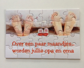 Puzzel 24 stukjes - Hoera jullie worden opa/oma-oom/tante